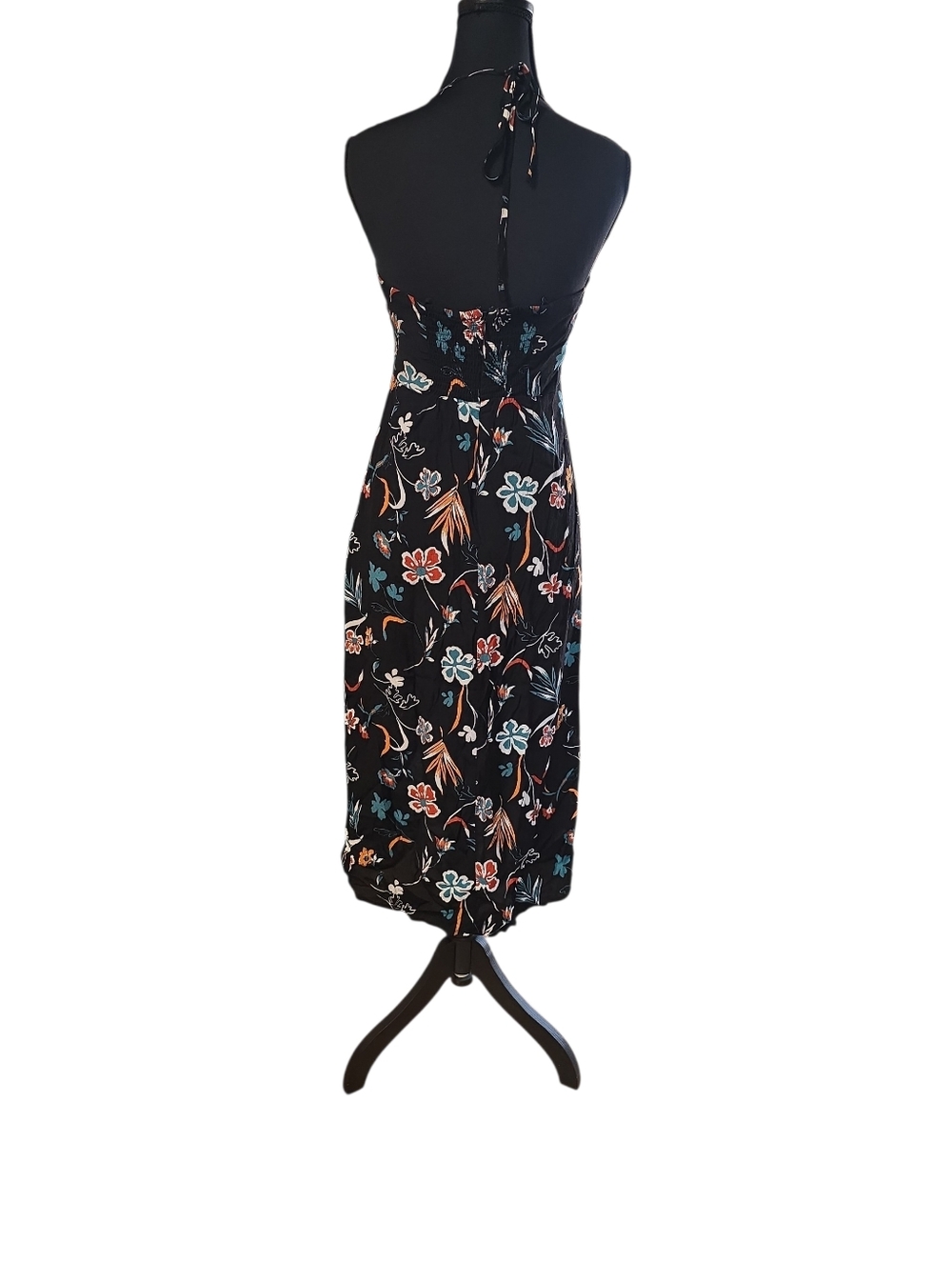 Forever 21 Floral Black Midi Slip Dress with Spaghetti Straps M - Picture 4 of 5